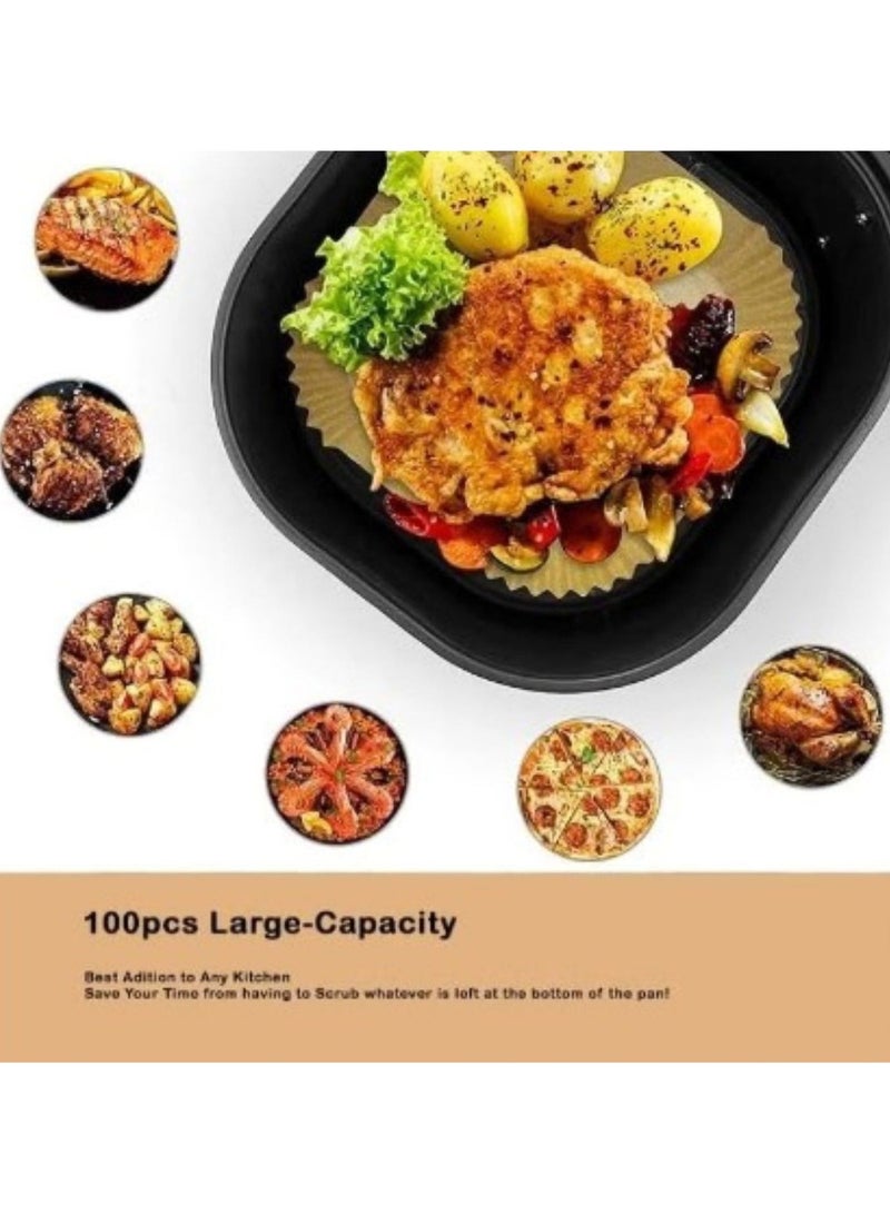 SOLARAE 100pcs Square Air Fryer Paper Liners – 20cm Non-Stick Disposable Parchment Paper for Baking & Roasting - Image 4